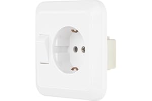 REV Standardowe, podtynkowe gniazdko z wyłącznikiem i wyłącznikiem, białe