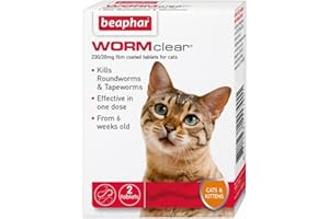 BEAPH-AR Beaphar WORMclear Cat Kitten Wormer kills Roundworm Tapeworm Vet Strength Tablet