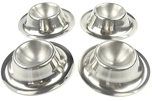 LUKRA EH Lot de 4 coquetiers empilables en acier inoxydable Style intemporel