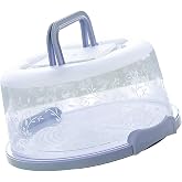 PIQIUQIU Cake Transport Box Round Cake Container Storage Belt Pattern (25 * 21 * 13cm)