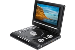 Plyisty Lecteur DVD Portable avec Écran Rotatif 7,8'',écran orientable sur 270 degrés, Batterie Rechargeable Intégrée,Accepte USB/CD/AV in/Out, pour Voyage Longue Distance(Noir)(EU)