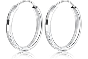 T400 Créoles en Argent 925 Boucles d'oreilles 3 mm Épaisseur Grand Bijoux Cadeaux pour Femmes Filles,Diamètre 25 35 45 55 65 mm