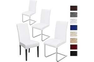 BalladHome Fundas para Sillas 4er Set Fundas Sillas Comedor Cubiertas para Sillas Funda para Silla Desmontable Muy Fácil de Limpiar, Duradera para Diferentes Ocasiones (Paquete de 4, Blanco)-J
