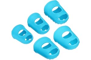 PATIKIL Goma Dedo Puntas, 20 Paquete Silicona Pulgar Dedo Punta Protector Cubiertas Almohadillas Dedal para Guitarra Tocar Oficina Cuenta Costura, Cielo Azul 5 Tamaño Varios