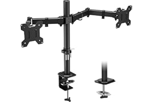 BONTEC Soporte Monitor Doble de 13-27 Pulgadas LED/LCD, Brazo Monitor en Mesa con Giro de 360° y Rotación de 180° Altura Ajustable, hasta 8 KG, VESA 75x75/100x100, Negro