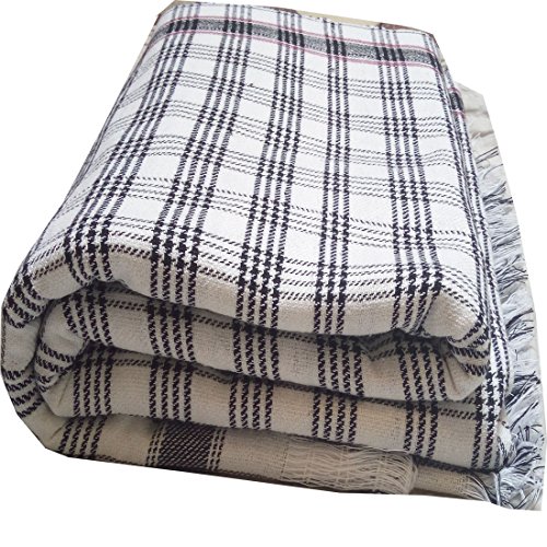 Buy Sparsh Handloom Single Black And White Cotton Checkered Khes