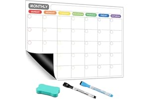 SUIMLMTA Magnetic Fridge Whiteboard Calendar, Reusable Monthly Planner Memo Reminder Board for Meal Planning or Shopping (42 X 30cm)