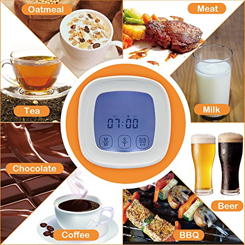 Zilong Bratenthermometer / Ofenthermometer / Grillthermometer / Digitales Thermometer mit Touchscreen Display, Temperaturfühler, Digital Zeitmesser voreingestelltes Thermometer, Perfekt zu Kochen, Grillen/BBQ, Backofen, Mikrowellenofen, Ideal für Geflügel, Steak, Fisch, Nahrungen usw - 5