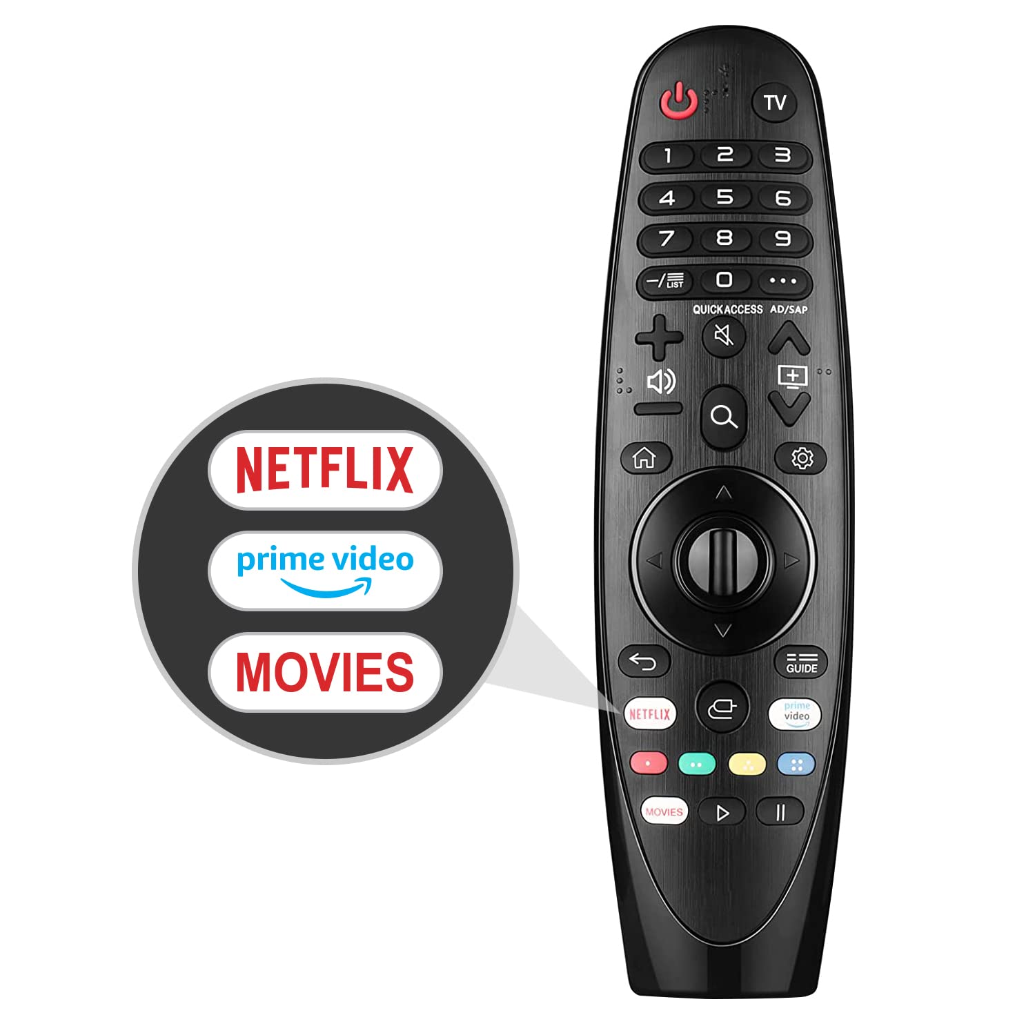 Jufengrks Universal Remote Control for LG Smart TV Magic Remote Compatible with All Models of LG TVs (NO Voice Function No Pointer Function), Black