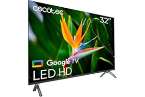 Cecotec Smart TV - TV LED 32 Pouces Résolution HD - Série A4 ALH40032S. Google TV OS, Dolby Audio, HDR10, 16 Go ROM, Bluetooth, Google Voice Assitant et Chromecast