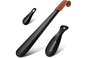 ZOMAKE Shoe Horn Long Handled, 42CM Long Shoehorn Metal for Men Women Elderly Seniors, Small Shoe Spoon Helper Travel Football Boot Horn