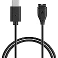 kwmobile USB Cable Charger Compatible with Garmin Instinct 2 Solar/Instinct 2 / 2X / 2S / Crossover/Tide Cable - Charging Cord for Smart Watch - Black