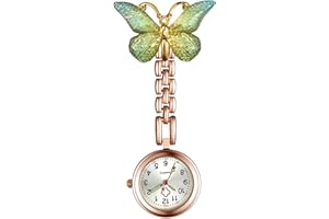 OIDEA Reloj Bolsillo Enfermera Médico: Reloj de Bolsillo de Cuarzo Analógico Mariposa con Broche para Hombre y Mujer Puntero Luminoso - Regalos para el Personal Médico