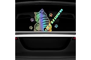 Leniutor Divertente adesivo gatto tergicristallo per auto, 16 colori, impermeabile, in vinile, ondulato, per finestrini posteriori, paraurti, tronco, decalcomania 18,8 x 24,4 cm