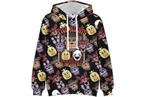 QJIRZB FNAF Anime Sudadera con Capucha para Niños Vulnerabilidad 3D Estampado Dibujos Animados Sudaderas Niños Niñas