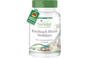 ‎FAIRVITAL Fairvital | Knoblauch Kapseln mit Mistel + Weißdorn - 120 KMW Kapseln - HOCHDOSIERT - VEGAN