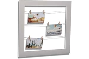 Uchwyt na zdjęcia Versa Topeka, Dekoracyjna ramka na zdjęcia na stół lub wiszące, Wymiary (SxGxW) 40 x 5 x 40 cm, Drewno MDF, Kolor biały