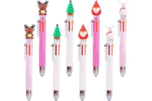 TSLBW Penna a Sfera di Natale 8 Pezzi Penne di Natale Babbo Natale Renna Albero di Natale Pupazzo di Neve Penna a Sfera Regalo di Favore per Feste di Natale Scuola Ufficio Famiglia Fornitura (A)