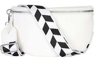 SIMARANDA Damen Bauchtasche stylisch Umhängetasche Hüfttasche Bodybag Gürtel Crossbody Bag Schultertasche mit Verstellbaren Gurt 25 (Weiß, Groß 28 x 18 x 9 cm)
