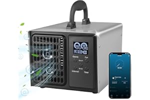 Auveach Ozongenerator Ozongerät mit WLAN-Steuerung, 10000mg/Std Industrieller Tragbar Ozonmaschine mit 12 Stunden Timer |5 Stufen Lüftergeschwindigkeit für Haus/Haustierzimmer/Auto