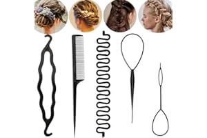 TBUQNZA Lot de 5 Outils Tressage pour Styles Variés - Parfait pour Débutantes et Enfants - Accessoires de Coiffure pour Femmes et Filles