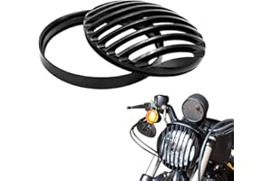 MOTOFANS Alpha Rider Motorrad Scheinwerfergitter 5 3/4" Schwarz Aluminium Scheinwerfer Abdeckung, Motorrad Scheinwerfer Grill, Abdeckung Schutz Cover für Harley Sportster Roadster XL883 883 XL1200
