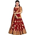 The Fashion Prime Girl's Taffeta Satin Fabrics Embroidery Work Semi-Stitched Lehenga Choli (2-16 Year)