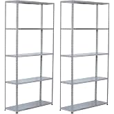 7H SEVEN HOUSE Pack of 2 Steel Smart Metal Modular Shelves with 5 Shelves 200 kg 180 x 30 x 90 cm 7house