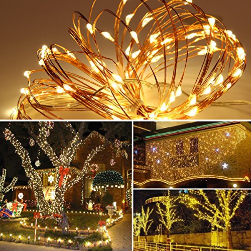 Innotree Lichterkette, 10M 100er Micro-LEDs Warm-weiß mit Timer Dimmbar über Fernbedienung Wasserfeste Batteriebetriebene sternenklare Stimmungs-Beleuchtung für Schlafzimmer Außen-Dekoration - 7