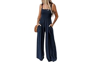 Coloody Combinaisons Femme Été sans Manches à Bretelles Pantalon Long pour Fille Femme Salopette Playsuit Femmes Combinaison à Jambes Pantalon avec Poches