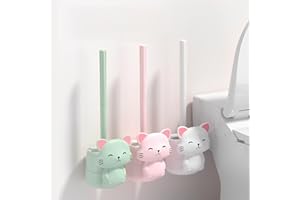 TFSZE Spazzola WC Bagno,Scopino per WC in Forma di Gatto,Innovativo Scopino per WC,con Porta Spazzolone Scopino Asciugatura Rapida Spazzola da Toilette,Montaggio a parete per Bagno o WC per Ospiti(Verde)