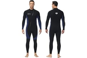 Owntop Mens Womens Wetsuit 3mm - Front Zip Full Diving Suits, Stretch Pro Neoprene Wet Suit Thermal Full Length Dive Skin for Surfing Snorkeling