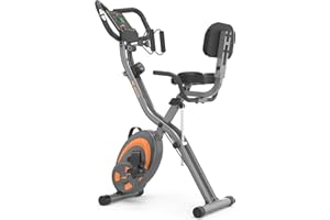 leikefitness Folding Stationary Bike Recumbent Exercise Bike w/Arm Resistance Bands-Pulse Sensor-LCD Monitor and Easy to Assemble Indoor Cycling Bike 2280