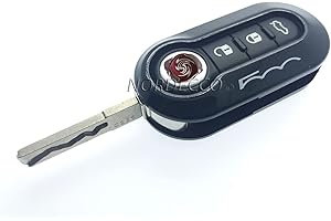 Nordecco GLOSS KEY FOB PROTECTOR SHELL CASE Compatible With FIAT 500C 500-500L ABARTH GRANDE PUNTO BRAVA PANDA STILO LINEA (Black)