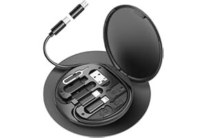 HESIMING USB C to Lightning Adapter Kit,Multi Charging Cable Case Convertor USB C to Type C/iOS Device/Micro Adapter Travel Data Cable Set Contains Card Storage，Phone Holder, Tray Eject Pin(Black)