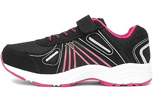 SHOE ZONE XL Kids Black & Pink Easy Fasten Trainers