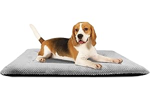 Honsaifau Dog Bed Medium, Washable Dog Crate Mattress for Puppies, Dogs, and Cats Sleeping, Size 76×54cm Fleece Fluffy Warm Dog Bed Mat for Medium Pets