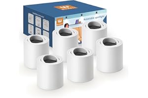 wowatt Lot de 6 Spots de Plafond Blanc, Spot LED en Saillie Orientable, Plafonnier Spot avec Douille GU10, pour Modules GU10 et LED, Spot Plafonnier en Aluminium, Ø80x85mm, Rond(Sans lampe GU10)