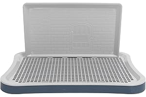 PLPLAAOO Toilette per addestramento per cani con colonna a parete Vasino da addestramento portatile in rete per cuccioli rimovibile per animali domestici di taglia piccola e media nera (Blu navy)