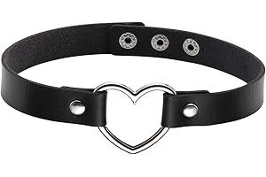 JJDreams Heart Choker Women's Leather Choker Collar Black Choker Gothic Punk Rock Collar Jewellery