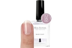 ‎MISS SOPHIE Miss Sophie Base Coat, Transparenter Unterlack für Nagelfolien & Nagellack, Schnelltrocknend, Langer Halt, Stärkung der Nägel, Mit Vitamin E, Für empfindliche & rissige Nägel