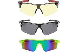 Yiyifor Occhiali da Ciclismo Polarizzati, 3 Paia Polarizzati Occhiali Da Ciclismo Anti-UV,Uomini Donne occhiali da Sole Sportivi,per Sport Uomo Donna Guida Pesca Golf Baseball Corsa