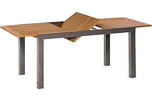 gartenmoebel-einkauf Gartentisch Ausziehtisch 150/200x90cm, Gestell Alu in Frabe Graphit, Tischplatte Akazie braun geölt, Outdoor