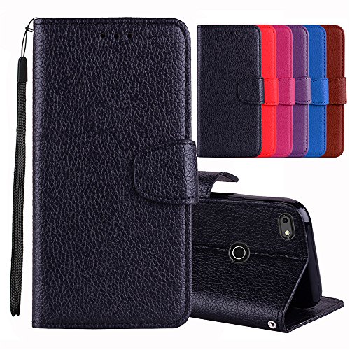 adorehouse Huawei Y6 Pro 2017 Enjoy 7 Case PU Leather Flip Case Protective Cover Soft TPU Silicone Shockproof Slim Thin Business Wallet Phone Cases & Card Slot Holder Kickstand