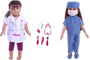Veroda Ärzte/Krankenschwestern Uniformen Set Stethoskop Krankenhaus Medizinische Ausrüstung Kit Dr. Pretend & Play Set Kleidung Schuhe Anzüge für 18'' American Girl Puppen