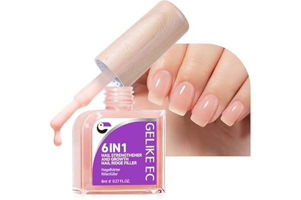 Gelike ec Vernis Durcisseur Ongle Fort et Croissance Soin de la Base de Vernis pour Rembourrage des Ondes des Ongles pour Réparer les Ongles Fins et Cassés Vernis de Couleur Rose Taupe Velouté