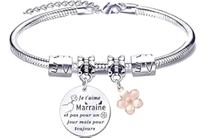 QTQTLP Cadeau Marraine Bracelet Marraine Cadeau D'anniversaire Marraine Cadeau pour le jour du Baptême Cadeau Souvenir Marraine Cadeau Noël Marraine