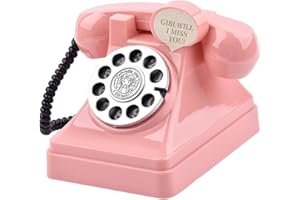JISADER Pot d'économie d'argent de téléphone à Cadran, Ornements de Figurine de boîte d'économie d'argent de téléphone, Tirelire de téléphone rétro pour, Rose