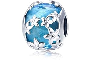 YASHUO Perle en verre de Murano en argent sterling pour bracelets à breloques Pandora, Argent sterling Cristal Argent sterling, Ambre