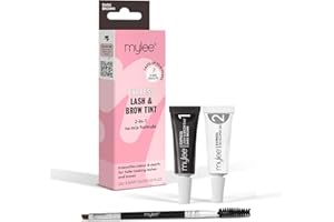 Mylee Kit Express para Pestañas y Cejas - Fórmula 2 en 1 Sin Mezcla, Tinte + Gel Revelador + Pincel de Doble Cara, Tinte Profesional, Duradero, Semi-Permanente, Rápido y Fácil (Castaño Oscuro)